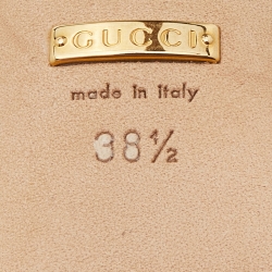 Pre Owned Gucci Slate Blue Patent Leather Kristen Bamboo Heel Pumps Size 38.5