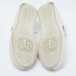 مملوكة مسبقًا Gucci White/Beige Canvas and Leather GG Lace Up Sneakers Size 38