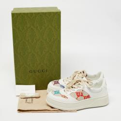 مملوكة مسبقًا Gucci White/Beige Canvas and Leather GG Lace Up Sneakers Size 38