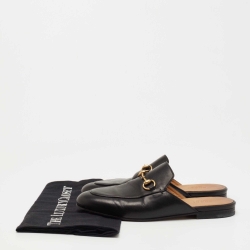 مملوكة مسبقًا Gucci Black Leather Princetown Mules Size 36 