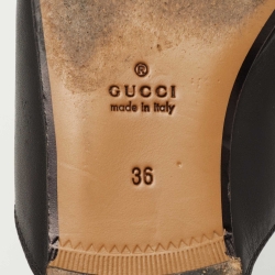 مملوكة مسبقًا Gucci Black Leather Princetown Mules Size 36 