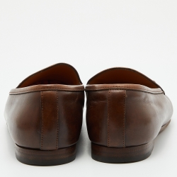 Gucci Brown Leather Jordaan Horsebit Slip On Loafers Size 38.5
