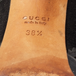 Pre Owned Gucci Black Leather and Suede Wimbledon Booties Size 38.5