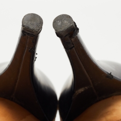 Pre Owned Gucci Black Leather and Suede Wimbledon Booties Size 38.5