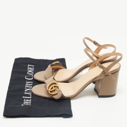 Gucci Brown Leather GG Marmont Ankle Strap Sandals Size 37.5