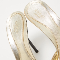 Gucci Metallic Gold Leather Hollywood  Slides Size 38