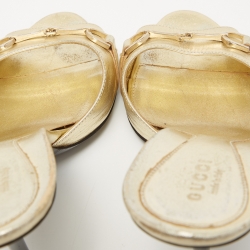 Gucci Metallic Gold Leather Hollywood  Slides Size 38