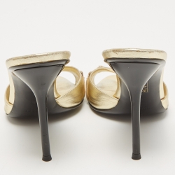 Gucci Metallic Gold Leather Hollywood  Slides Size 38