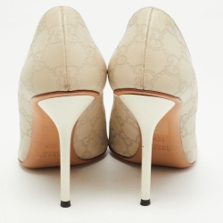 Pre Owned Gucci Grey Guccissima Leather Peep Toe Pumps Size 38.5