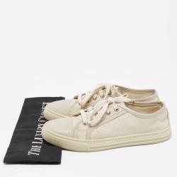 Gucci White/Grey GG Canvas and Leather Low Top Sneakers Size 35