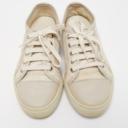 Gucci White/Grey GG Canvas and Leather Low Top Sneakers Size 35