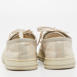 Gucci White/Grey GG Canvas and Leather Low Top Sneakers Size 35