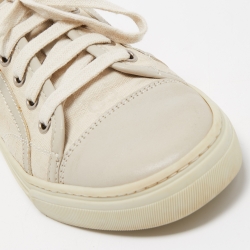 Gucci White/Grey GG Canvas and Leather Low Top Sneakers Size 35
