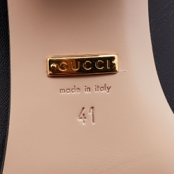 Pre Owned Gucci BlackLeather Double G Fringes Mid Heel Pumps Size 41