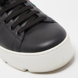 Gucci Black Leather Embroidered Bee Ace Platform Sneakers Size 38.5