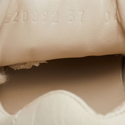 Pre Owned Gucci Beige Leather Rhyton Gucci Logo Low Top Sneakers Size 37