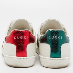 Gucci White Leather Embroidered Bee Ace Sneakers Size 37