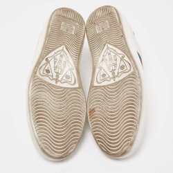 Gucci White Leather Embroidered Bee Ace Sneakers Size 37