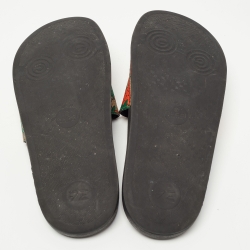 Gucci Multicolour GG Strawberry Canvas Flat Slide Size 37