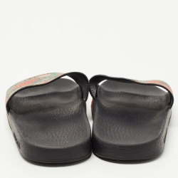Gucci Multicolour GG Strawberry Canvas Flat Slide Size 37
