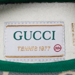 Pre Owned Gucci Grey Canvas Tennis Low Top Sneakers Size 38.5