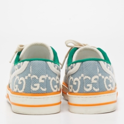 Pre Owned Gucci Grey Canvas Tennis Low Top Sneakers Size 38.5