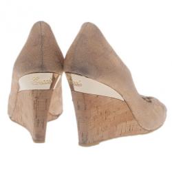 مملوكة مسبقًا حذاء غوتشي غوتشيسما ويدج مطاط قبرصي كانفاس مقاس 36.5 