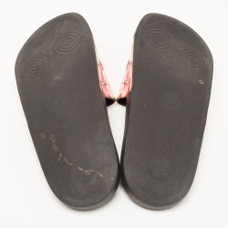 Pre Owned Gucci Brown/Beige GG Bloom Print Supreme Canvas Flat Slides Size 37