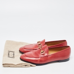 Pre Owned Gucci Red Leather  Jordaan Loafers Size 36.5