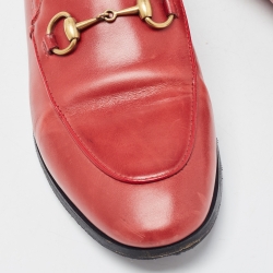Pre Owned Gucci Red Leather  Jordaan Loafers Size 36.5