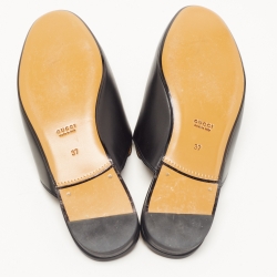 Pre Owned Gucci Black Leather Princetown Mules Size 37