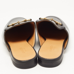 Pre Owned Gucci Black Leather Princetown Mules Size 37