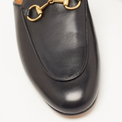 Pre Owned Gucci Black Leather Princetown Mules Size 37