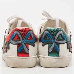 Gucci White Leather Floral Embroidered Ace Sneakers Size 36.5