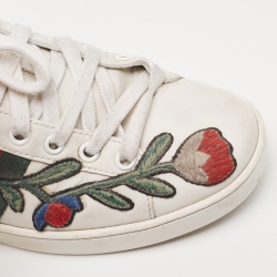 Gucci White Leather Floral Embroidered Ace Sneakers Size 36.5