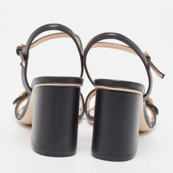 Gucci Black Leather GG Marmont Ankle Strap Sandals Size 38