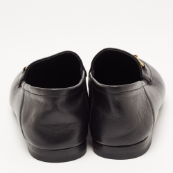 Gucci Black Leather Jordan Horsebit Slip On Loafers Size 38