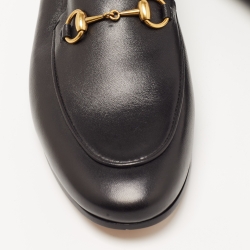 Gucci Black Leather Jordan Horsebit Slip On Loafers Size 38