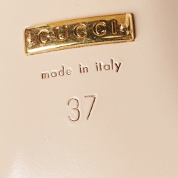 Gucci Gold Textured Leather GG Marmont Ankle Strap Sandals Size 37