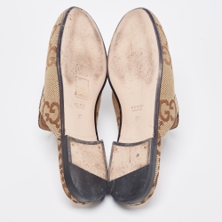 Gucci Beige/Brown GG Canvas Princetown Flat Mules Size 37