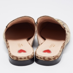 Gucci Beige/Brown GG Canvas Princetown Flat Mules Size 37