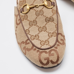 Gucci Beige/Brown GG Canvas Princetown Flat Mules Size 37