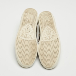 Gucci Beige/Red Canvas And Python Embossed Leather Ace Low Top Sneakers Size 37
