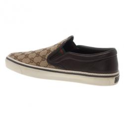 Pre Owned حذاء رياضي غوتشي سليب أون كانفاس GG وجلد مقاس 43.5