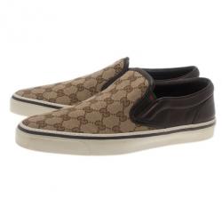 Pre Owned حذاء رياضي غوتشي سليب أون كانفاس GG وجلد مقاس 43.5