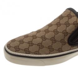 Pre Owned حذاء رياضي غوتشي سليب أون كانفاس GG وجلد مقاس 43.5