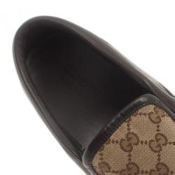 Pre Owned حذاء رياضي غوتشي سليب أون كانفاس GG وجلد مقاس 43.5