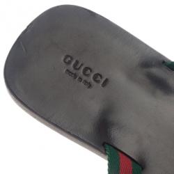 Pre Owned Gucci ‘GG’ Thong Web Detail Sandals With Double ‘G’ Ornament Size 39