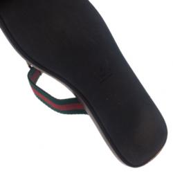 Pre Owned Gucci ‘GG’ Thong Web Detail Sandals With Double ‘G’ Ornament Size 39