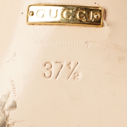 Pre Owned Gucci Black Embroidered Leather GG Marmont Fringe Pumps Size 37.5